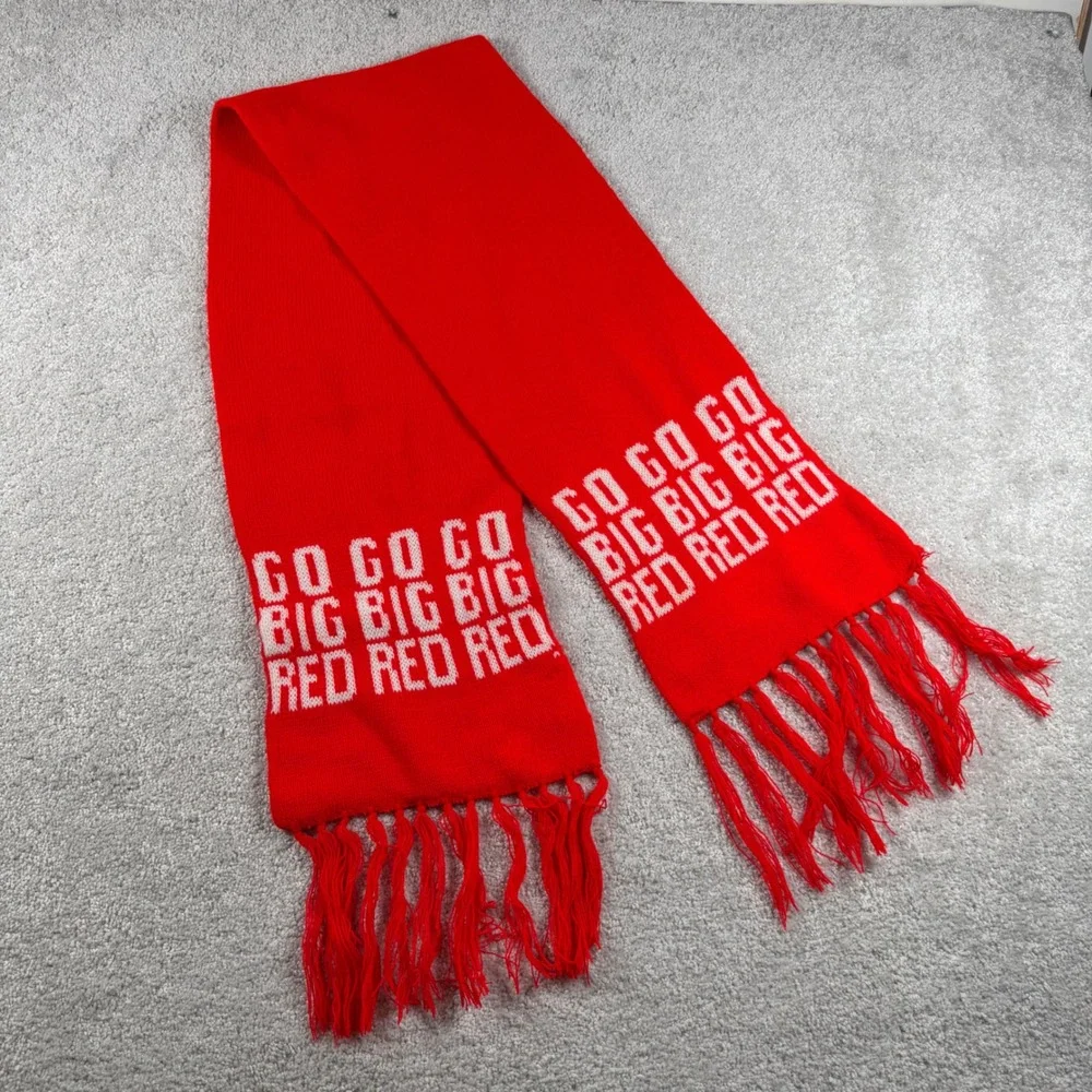 Nebraska Huskers Scarf Vtg 80s Adult OS Red Go Big Red Fan Knit Fringe Football